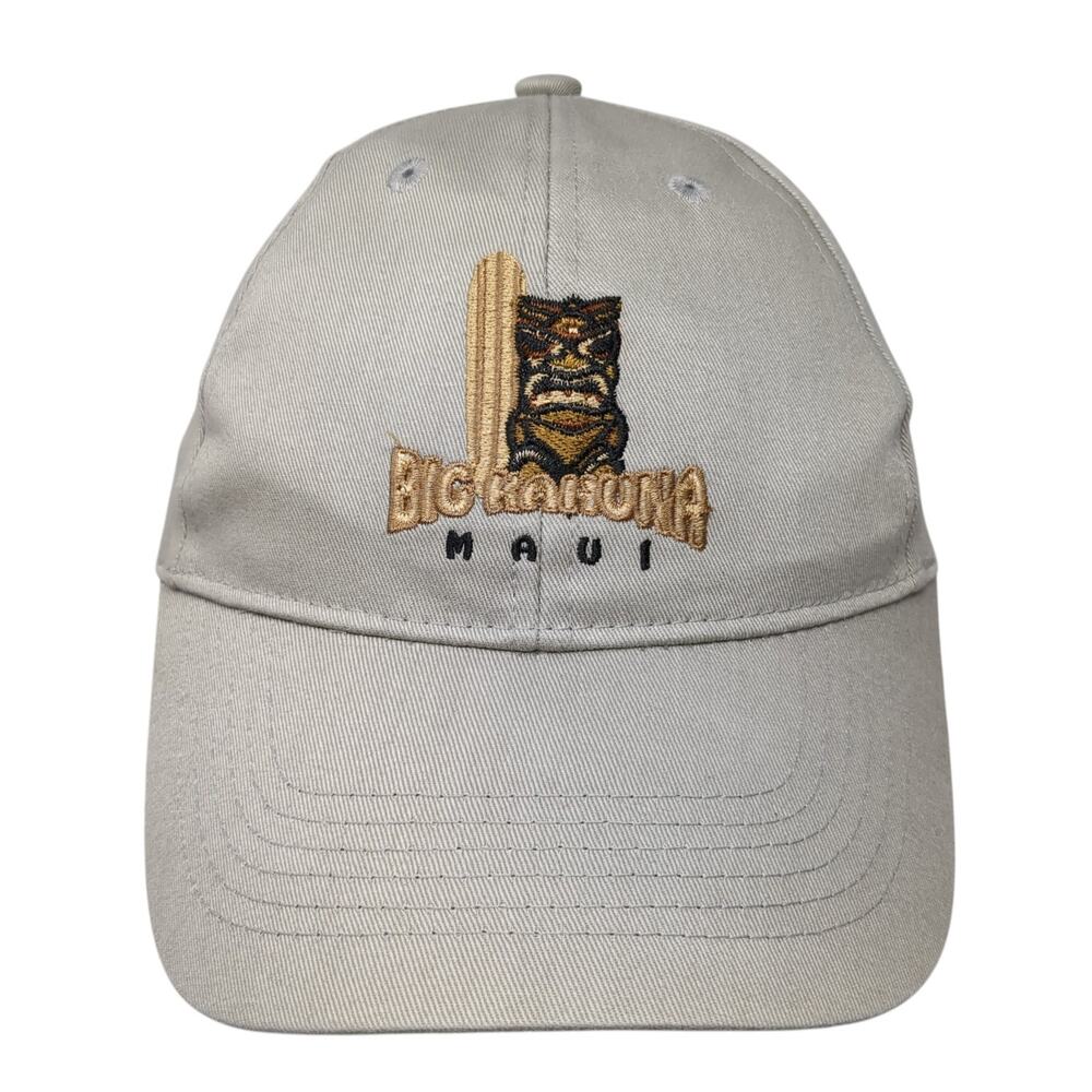 Big Kahuna Maui Snapback Hat Beige One Size Solid Embroidered Hawaiian